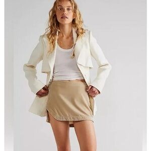 Free People Annalise Velvet Mini Skirt, Size 2, Cream/Gold colour, Boho vibes